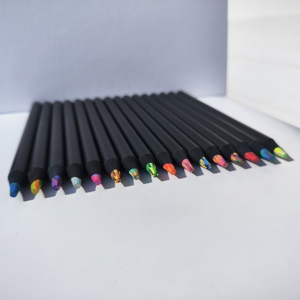 Crayons de couleur arc-en-ciel en bois noir de qualité supérieure, logo personnalisé, FSC, crayons de couleur professionnels pour artistes, fournitures scolaires - Product Image 5