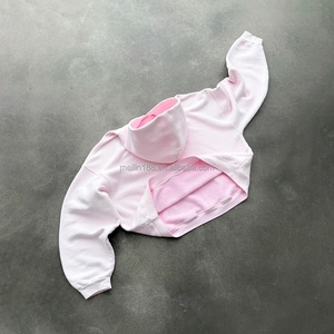 Sweat-shirts à capuche unisexe en molleton bouclette OEM personnalisés, de haute qualité, coupe oversize, épais, rose délavé, style designer, fabricant - Product Image 4