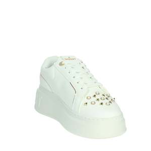 Baskets Donna Shopart SASS240723 Blanches en Cuir avec Clous Style Plateforme - Product Image 5
