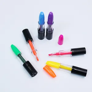Kırtasiye hediyeler kokulu fosforlu kalemler, toksik olmayan çeşitli renkler ruj şekilli mini fosforlu kalem İşaretleyiciler boyama için