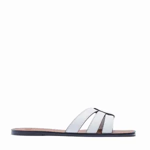 Novo design de estilo de verão tira cruzada dedo aberto chinelos de base plana das mulheres cinto de Tecido praia plataforma sandálias para as mulheres e senhoras
