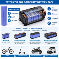 Batterie lithium-ion haute capacité INR21700S-55P 5500mAh 3.6V 21700, décharge continue 40A pour pack de batterie de vélo électrique