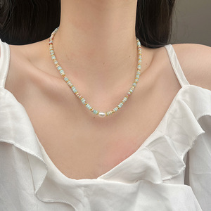 Collar bohemio con cuentas, perlas de imitación y piedras de colores para mujer, cadena chapada en oro, joyería para fiesta - Product Image 3