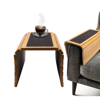 Table d'appoint multifonctionnelle en bambou pour canapé, plateau portable pour boissons, téléphones et télécommandes