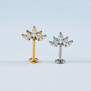 Pendiente de Cartílago de Oreja de 16G, Nuevo, de Acero Inoxidable con Zirconia, Tipo Corona, con Rosca Interna, Joyería para <span class=keywords><strong>Piercing</strong></span> Corporal - Product Image 5