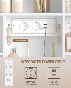 Armoire murale de salle de bain moderne SENYU avec miroir LED et étagères ouvertes pour le rangement - Product Image 4