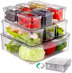 Boîtes organisatrices pour réfrigérateur empilables <span class=keywords><strong>avec</strong></span> couvercles, organisateurs de réfrigérateur transparents et rangement pour aliments, tiroir carré <span class=keywords><strong>avec</strong></span> couvercle - Product Image 1
