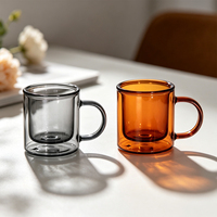 Vaso de Vidrio de Doble Pared Resistente al Calor, de Alta Calidad, con Tapa y Pajita Abatible, Apto para Lavavajillas y Microondas, para Alimentos