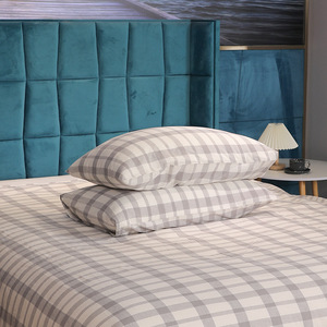 Qin Yue Jiangnan Plaid Cotton Linen <b>Bedding</b> <b>Set</b> 1.5m Bed Four Piece Simple Style Wrinkle Free Reactive Dyeing - Product Image 1