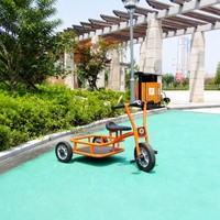 Équipement de terrain de jeux commercial, tricycle à pousser double en métal pour enfants de maternelle