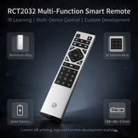 Télécommande en alliage d'aluminium JCXK Factory OEM ODM RCT2032 à 32 touches avec fonction IR et d'apprentissage pour équipement de vidéoconférence
