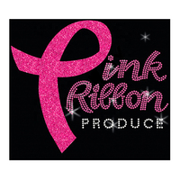 Transfert thermocollant personnalisé en strass pour T-shirt, motif ruban rose de sensibilisation au cancer du sein, prêt à appliquer