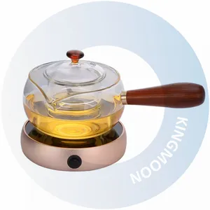 Pembuat teh teko borosilikat pegangan kayu, kaca kecil dengan Infuser kaca 250ml / 8.5oz pesta dalam 7 hari pembuat teh