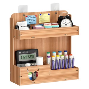 <b>Wall</b> Mounted Phone Charger Holder Wooden 11x9.1x5.6cm No Drilling Needed Bedroom <b>Desk</b> Storage Rack - Product Image 3