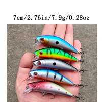 Leurre imprimé submersible type Minnow pour eau douce, longue portée, imitation de poisson vivant, 7cm 7.9g, hameçons inclus, pour Poisson mandarin, Brochet, Truite, réaliste et biomimétique