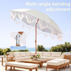 Ombrellone Parasole <span class=keywords><strong>da</strong></span> Esterno per Spiaggia, Giardino e <span class=keywords><strong>Terrazzo</strong></span>, con Nappe, Personalizzabile per Commercio Estero Transfrontaliero - Product Image 2