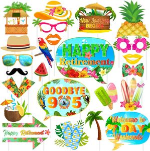 Decorazioni per Festa di Pensionamento a Tema Tropicale, 24 Pezzi, Accessori per Foto Booth da Spiaggia, Decorazioni per Festa Hawaiana Luau - Product Image 1