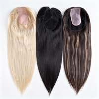 Premier Topper capillaire respirant en cheveux humains vierges, avec intégration en filet, en cheveux humains vierges européens Remy, Topper en soie