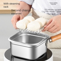 Friteuse carrée en acier inoxydable de style japonais Cuiseur à tempura portable Usage domestique Cuisson extérieure Pot à lait Boîtes à lunch pour nouilles