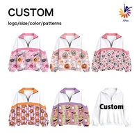 Sweat-shirt à col zippé pour filles, Halloween, personnalisé, imprimé intégral, citrouille, toile d'araignée, polyester doux, OEM, vente en gros