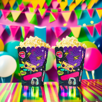 Ensemble de boîtes à popcorn sur le thème des années 90, assiettes en papier personnalisées, ballons de fête de mariage, fournitures de fête d'anniversaire pour la Saint-Valentin