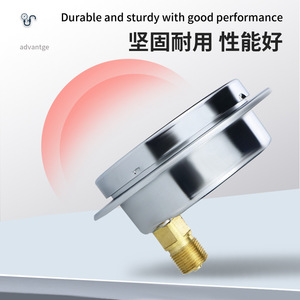 Suministro de manómetro axial roscado M20*1.5 resistente a impactos con brida, manómetro de acero inoxidable YN100ZT resistente a impactos - Product Image 3