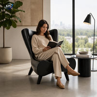 Fauteuil de salon moderne en fibre de verre sculptural et durable, fauteuil d'appoint noir pour la maison, le salon, l'hôtel commercial
