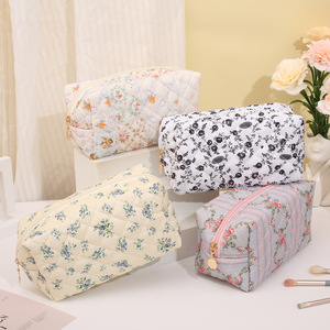 Bolsa de Maquillaje Personalizada 2026, de Algodón con Cierre y Diseño Floral, para Mujer, Acolchada, Rosa, Multicolor, Bolsa de Viaje para Cosméticos - Product Image 2
