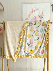 Couverture <span class=keywords><strong>de</strong></span> sécurité en peluche pour bébé en bambou à double couche avec bordure en dentelle, vente en gros, étiquette personnalisée, objet <span class=keywords><strong>de</strong></span> confort - Product Image 1