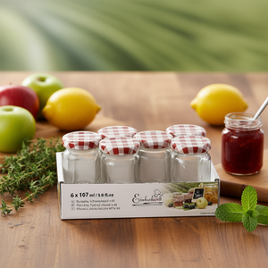 Einkochwelt Pots à confiture 107 ml en verre rond avec couvercles à vis, lot de 6, pour la conservation - Product Image 1