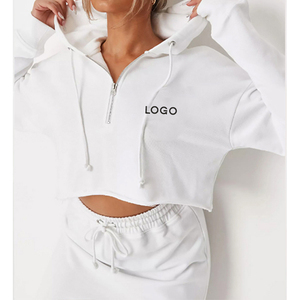 K210165 Ensemble <span class=keywords><strong>jupe</strong></span> deux pièces pour filles Survêtement d'automne et de printemps de couleur unie Tenue décontractée Ensemble jupes à capuche pour femmes - Product Image 5