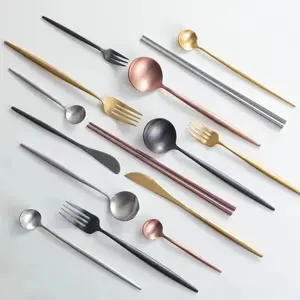 Spoons And Forks Stainless Stainless Steel Copper Knife Spoon Fork Matte Flatware Black Rose Gold Cutlery Set For Wedding