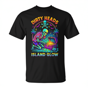 Camiseta Dirty Heads Island Glow para hombre, diseño de esqueleto de neón negro - Product Image 2