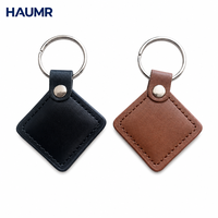 Étiquettes RFID HAUMR 13,56 MHz avec logo personnalisé, mini porte-clés NFC étanche, étiquette intelligente en PU pour contrôle d'accès et entrée de porte