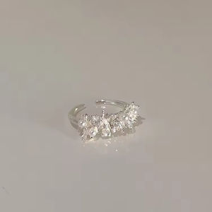 2025 Fashionable Trend Geometric Irregular Metal Open <b>Ring</b> Sparkling Silver Gold Cubic Zirconia Pearl <b>Ring</b> Gifts for Women - Product Image 5