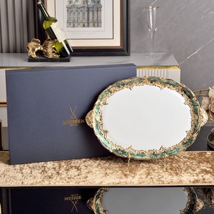 Fancy Japandi Design Bone China Irregular Oval Wedding Charger <b>Plates</b> with Customized Pattern for Business Gifts and Kitchen Use - Product Image 6