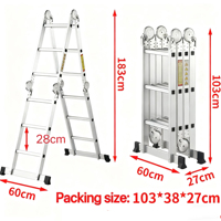 Échelle pliante multifonctionnelle en aluminium, grande et petite, à charnières, échelle télescopique pour l'escalade, vente chaude