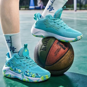 Nouvelles Chaussures de Basketball Montantes pour Hommes 2026 Quatre Saisons, Tige en Maille Respirante, Semelle Extérieure en Caoutchouc, Fermeture à Lacets, Bleu - Product Image 2