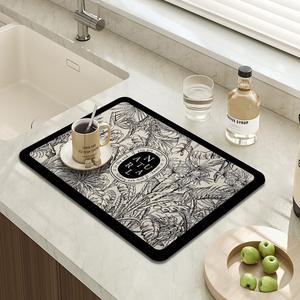 Tapete Absorbente para Encimera de Cocina Retro, Tapete Cuadrado de Poliéster para Barra, Tapete para Platos, Tapete para Mesa, Tapete Aislante del Calor - Product Image 3
