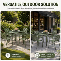 Ensemble de table et chaises de jardin en métal moderne pour l'extérieur, design à lattes, résistant à la rouille, pliable, empilable, meubles de patio pour villa