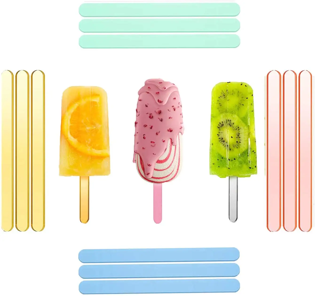 Colorful Acrylic Ice Cream Stick Plastic Ice Cream Cakesicle Popsicle Sticks