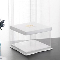 Cajas para Pastel Transparentes Modernas de PET de 12 x 12 x 12 Pulgadas, con Recubrimiento UV, Grabado en Relieve, Materiales Reciclados, Logotipo Personalizado, Venta al Por Mayor