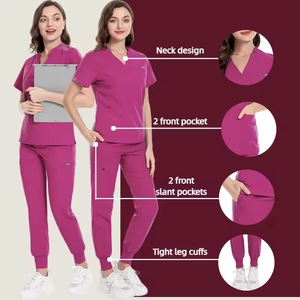 Женские и мужские штаны для бега с V-образным вырезом, набор медицинских скрабов с логотипом на заказ для медсестер, врачей, оптовая продажа, больничная форма, костюм - Product Image 3