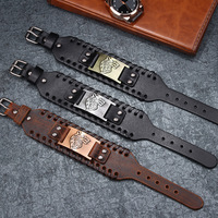Accessoires de loup en alliage pour hommes bracelet en cuir large nouveau bracelet tressé usine en gros