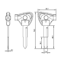 Clés de rechange universelles pour moto, OEM, magnétiques, pliables, en laiton, avec poignée ABS triangulaire creuse