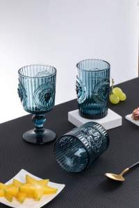 Vajilla de Vidrio Vintage Personalizada, con Relieve Retro, Color Sólido, Diseño de Cabeza de León, Apta para Alimentos, Apta para Lavavajillas, para Fiestas - Product Image 3