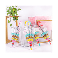 Parapluie pour enfants au japon et en corée du sud à long manche transparent arc-en-ciel nuage de dessin animé créatif belle arquée vente en gros