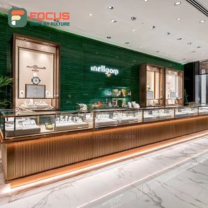 Vitrina de Exhibición de Joyería para Centro Comercial de Alta Visibilidad, Vitrina de Exhibición para Mostrador de Centro Comercial con Marco de Madera - Product Image 1