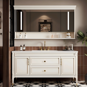 <span class=keywords><strong>Meuble</strong></span>-lavabo <span class=keywords><strong>de</strong></span> <span class=keywords><strong>salle</strong></span> <span class=keywords><strong>de</strong></span> <span class=keywords><strong>bain</strong></span> moderne <span class=keywords><strong>haut</strong></span> <span class=keywords><strong>de</strong></span> <span class=keywords><strong>gamme</strong></span> en chêne avec miroir intelligent à éclairage LED tactile, construction en bois massif et contreplaqué - Product Image 4