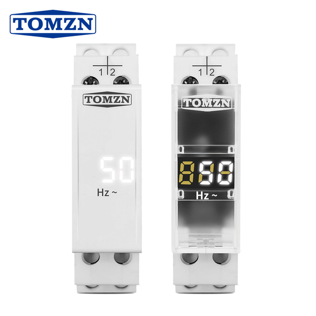 TOMZN DIN Rail Single Phase Frequency Meter AC 0-99Hz Mini Modular Gauge Indicator LED Digital Display 110V 230V
